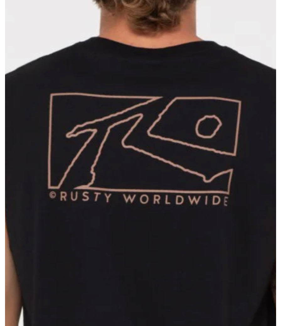 Teen Boys Rusty Black Boxed Out Muscle Tank Sz10 Left SALE