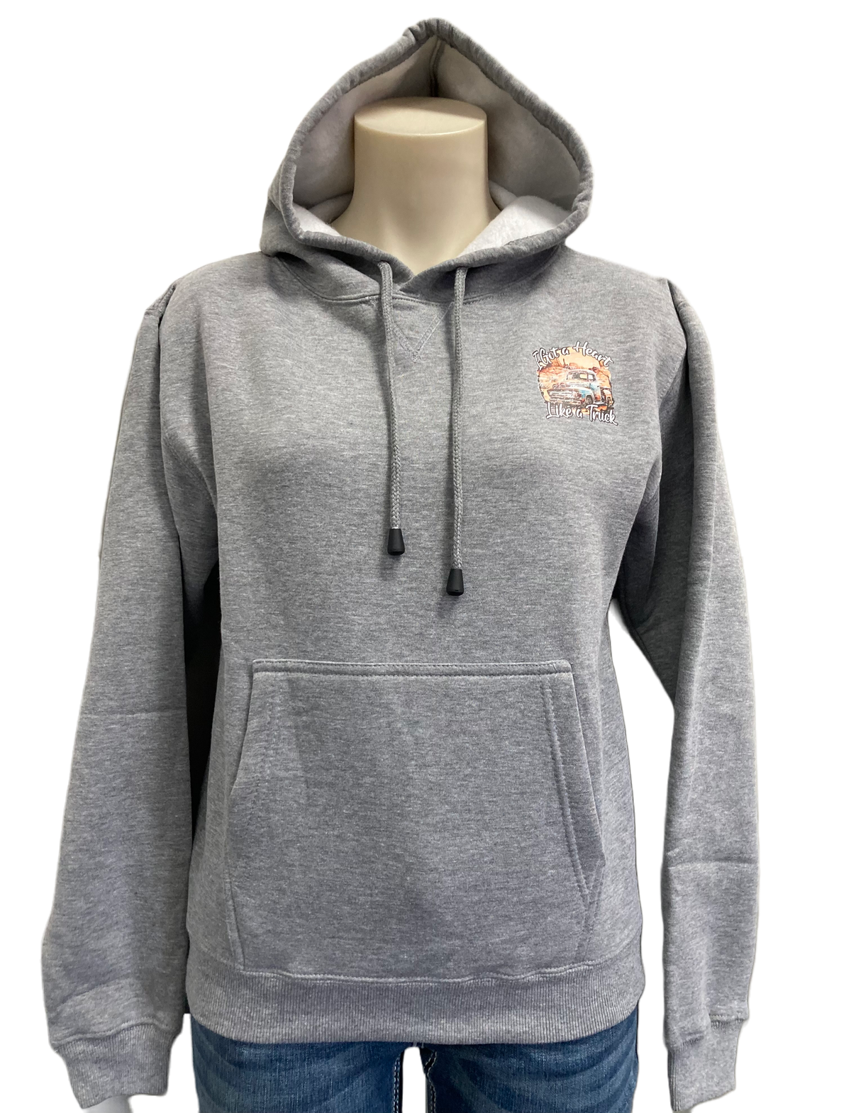 Heart Like A Truck Ladies Grey AWW Hoodie AU8 Left SALE
