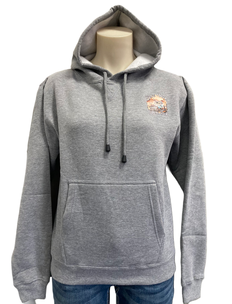 Heart Like A Truck Ladies Grey AWW Hoodie AU8 Left SALE