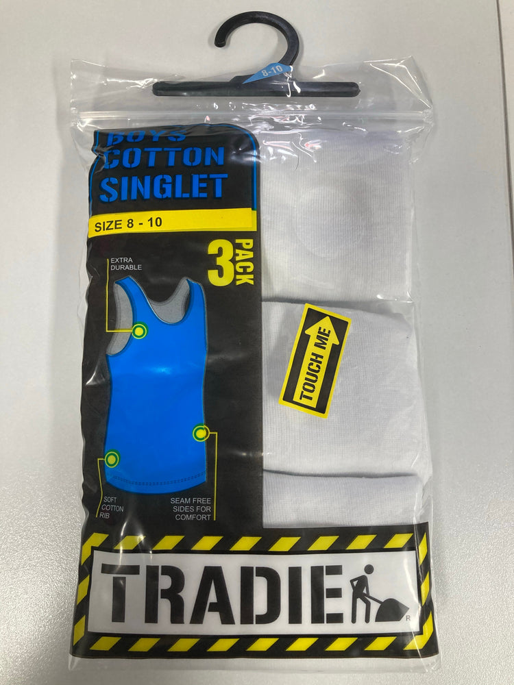 Tradie Boys 3PK Rib Singlet Sz2-14 Left SALE