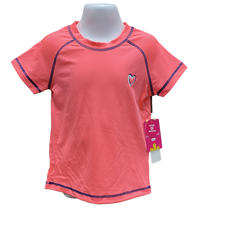 Toddler & Girls Coral Short Sleeve Rash Swim Shirts sizes 2-6x left ON SALE