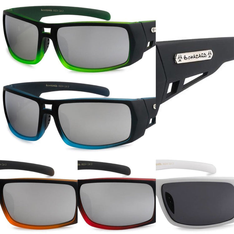 Mens Slim Fader Chrome Lense BioHazard Optics Sunglasses VARIOUS COLOURS ON SALE