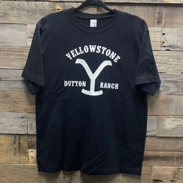 Mens Black Yellowstone Dutton Ranch Short Sleeve Shirt- SALE XSMALL
