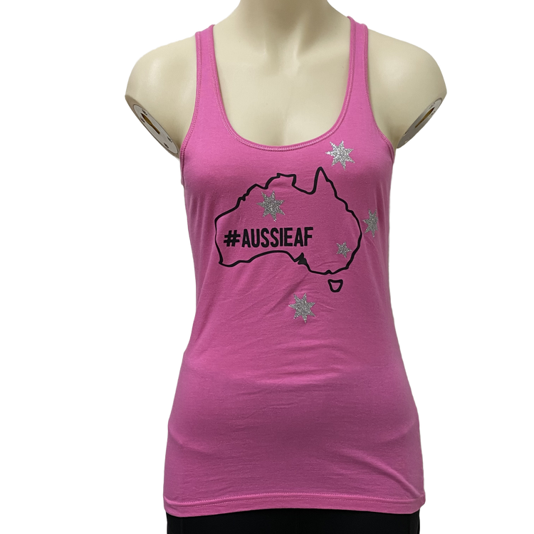 Aussie AF Pink Ladies Fitted Tank Top AU14, AU16 & AU18 Left SALE