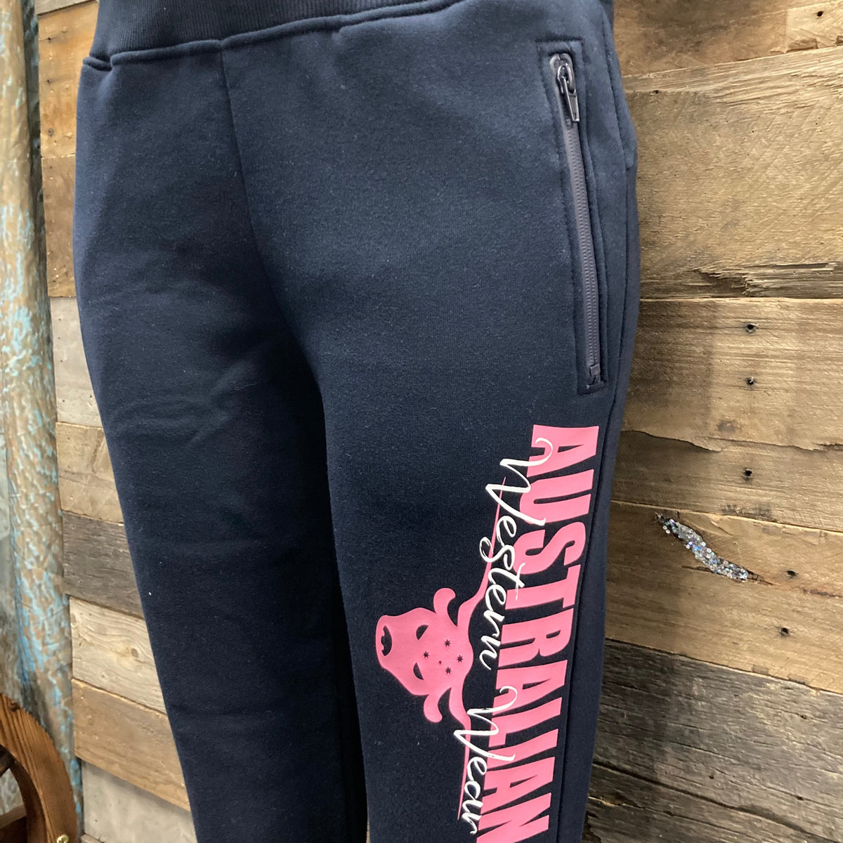 Hot Pink/Navy AWW Ladies Fleece Track Pants SALE AU16 left