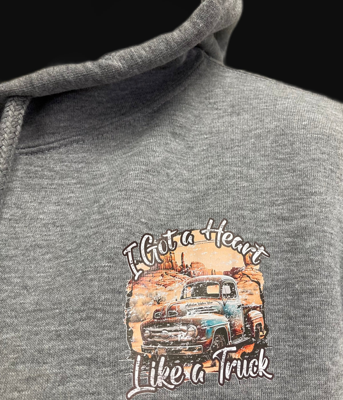 Heart Like A Truck Ladies Grey AWW Hoodie AU8 Left SALE