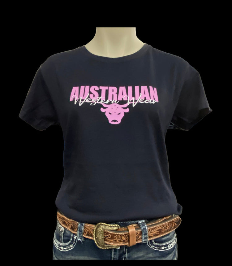 Navy/Pink Teen Girls AWW Logo Short Sleeve Shirt SALE