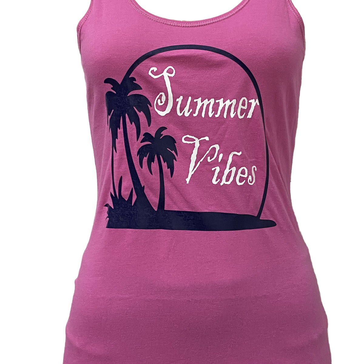 Summer Vibes Pink Ladies Fitted Tank Top AU8-AU16 Left SALE