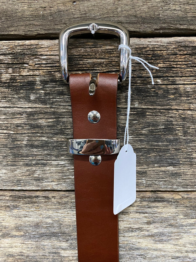 1 1/2 inch Light Brown Genuine Leather Belt