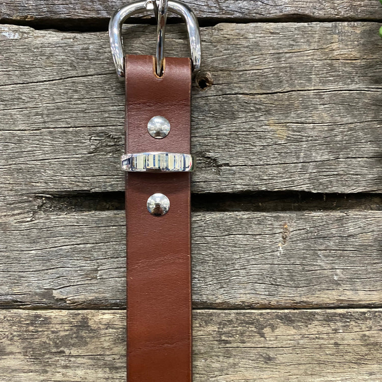 1 Inch Light Brown Genuine Leather Belt