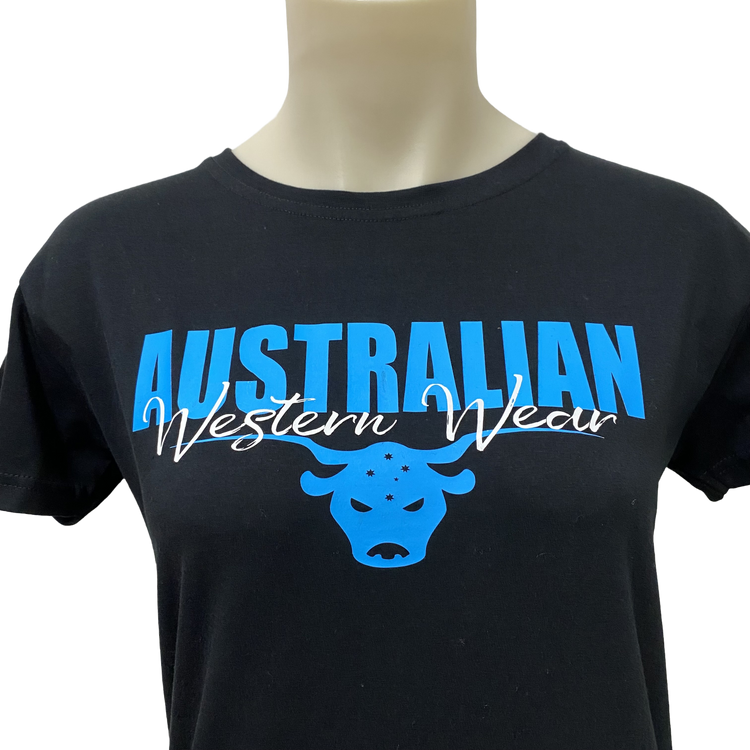 Teen Girls Australian Western Wear Black Short Sleeve Shirt ON SALE - Girls AU14 Left