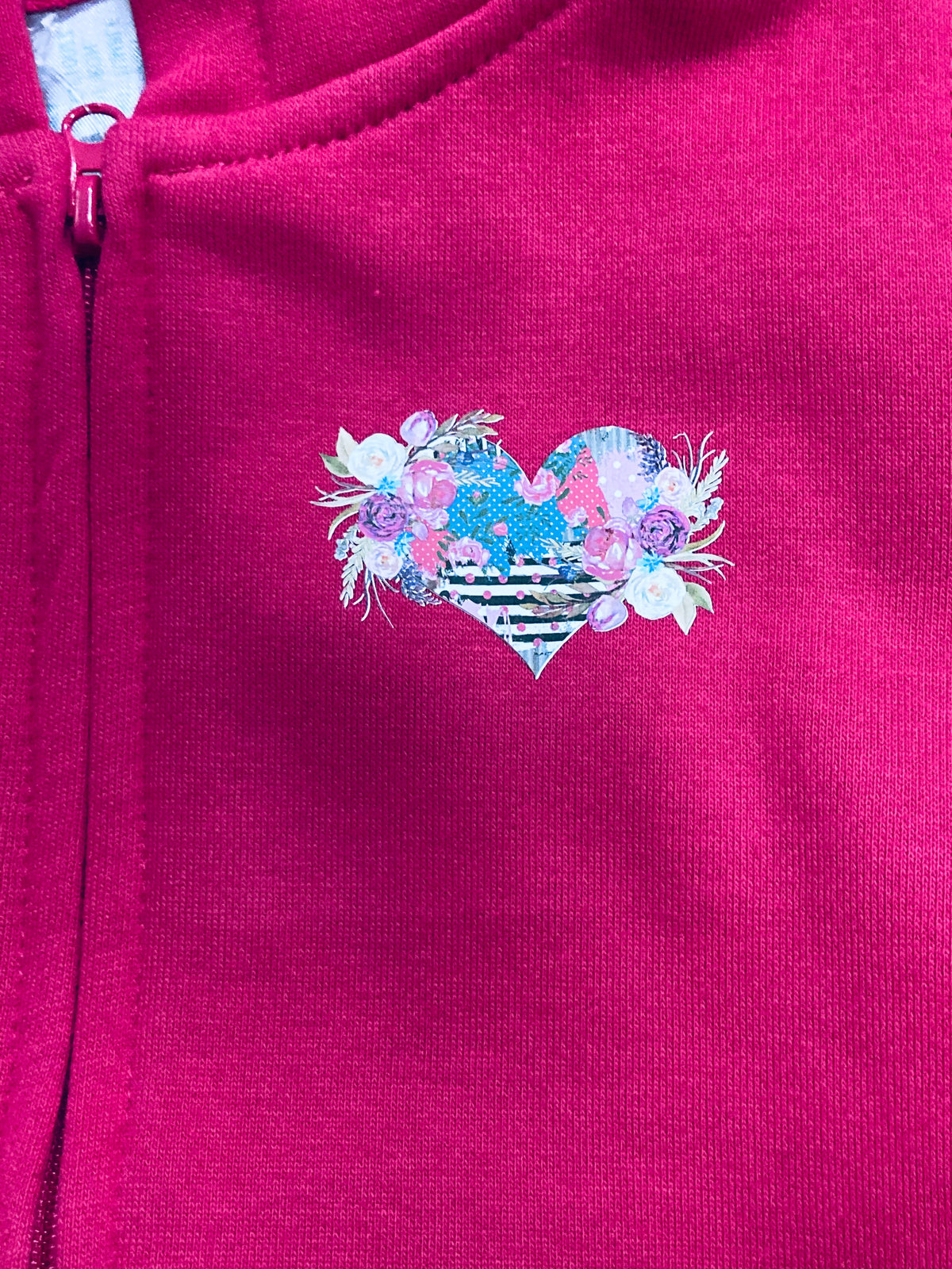Pink Patchwork Heart Girls Australian Western Wear Fleece Hoodie AU6 left
