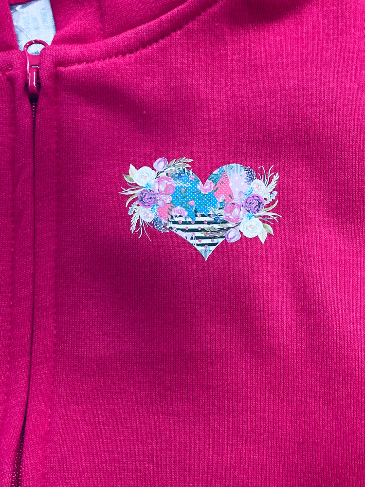 Pink Patchwork Heart Girls Australian Western Wear Fleece Hoodie AU6 left