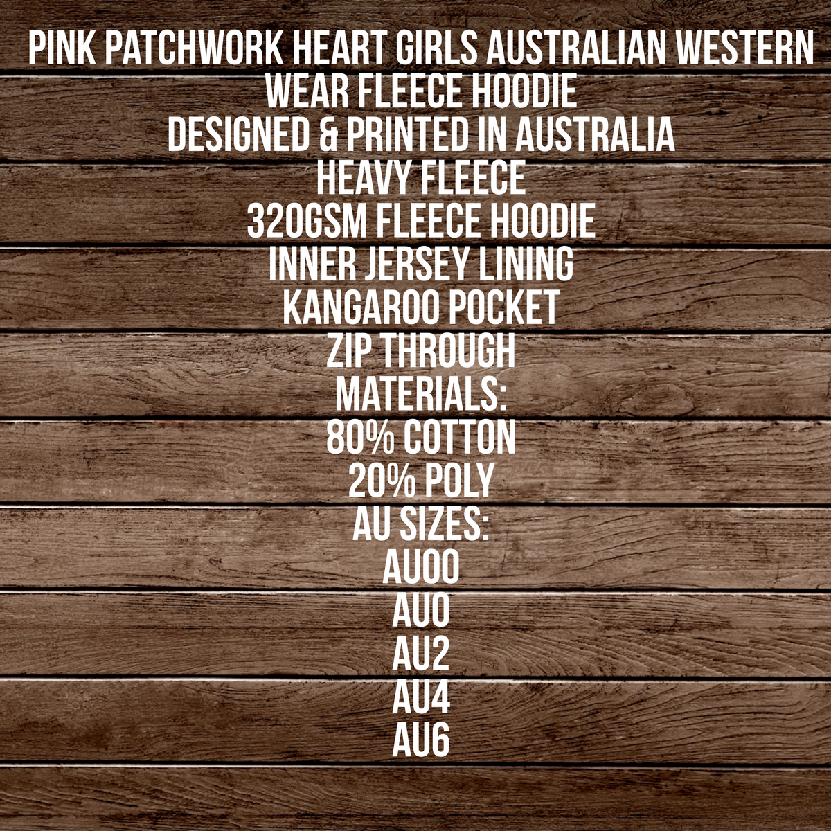 Pink Patchwork Heart Girls Australian Western Wear Fleece Hoodie AU6 left