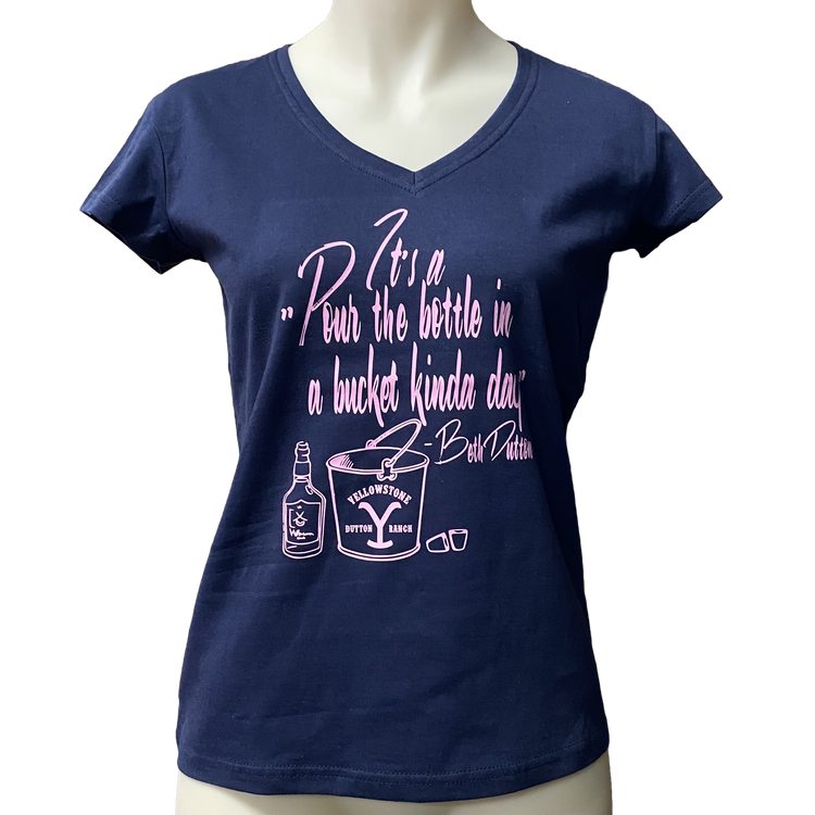 "Pour the bottle in a bucket kinda day" Beth Dutton Navy/Pink Yellowstone Shirt AU4, AU6 & AU12 Left SALE