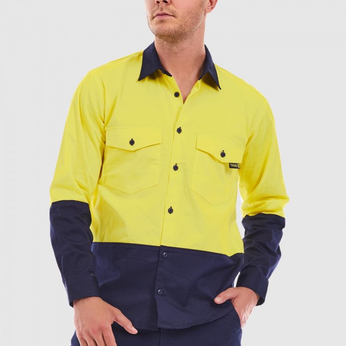 Tradie Mens Hi Vis Long Sleeve Shirt Sz Small & Medium Left SALE
