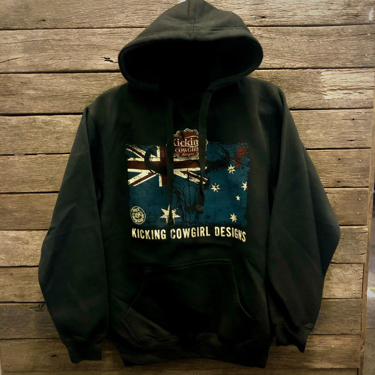 Black Aussie Flag KCD Fleece Hoodie ON SALE AU14 Left