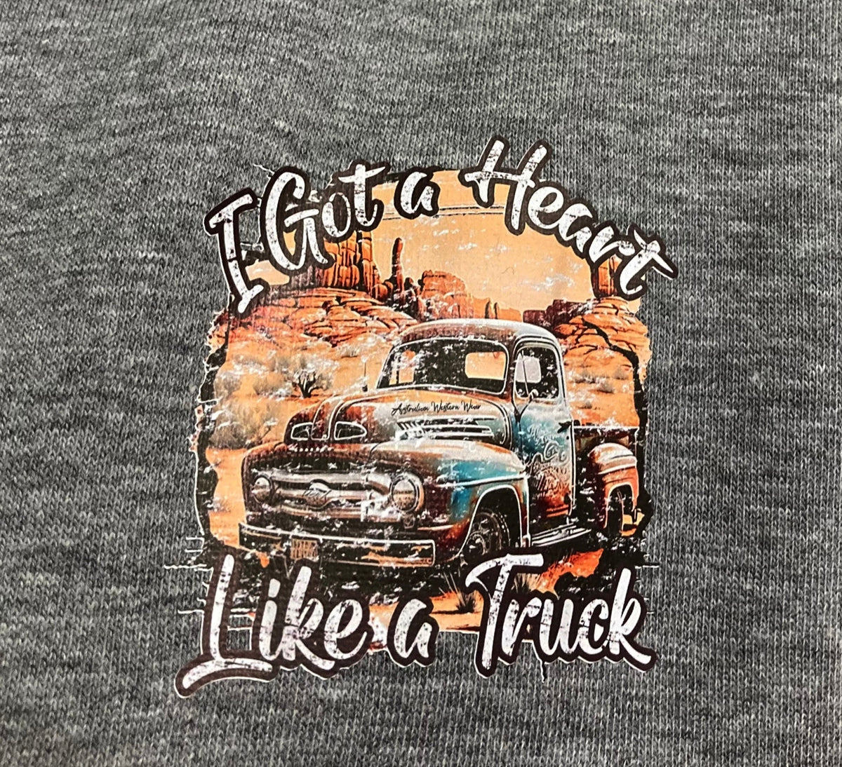 Heart Like A Truck Ladies Grey AWW Hoodie AU8 Left SALE