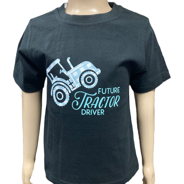 Future Tractor Driver Toddler Boy's Black AWW Shirt Baby 00 Left SALE