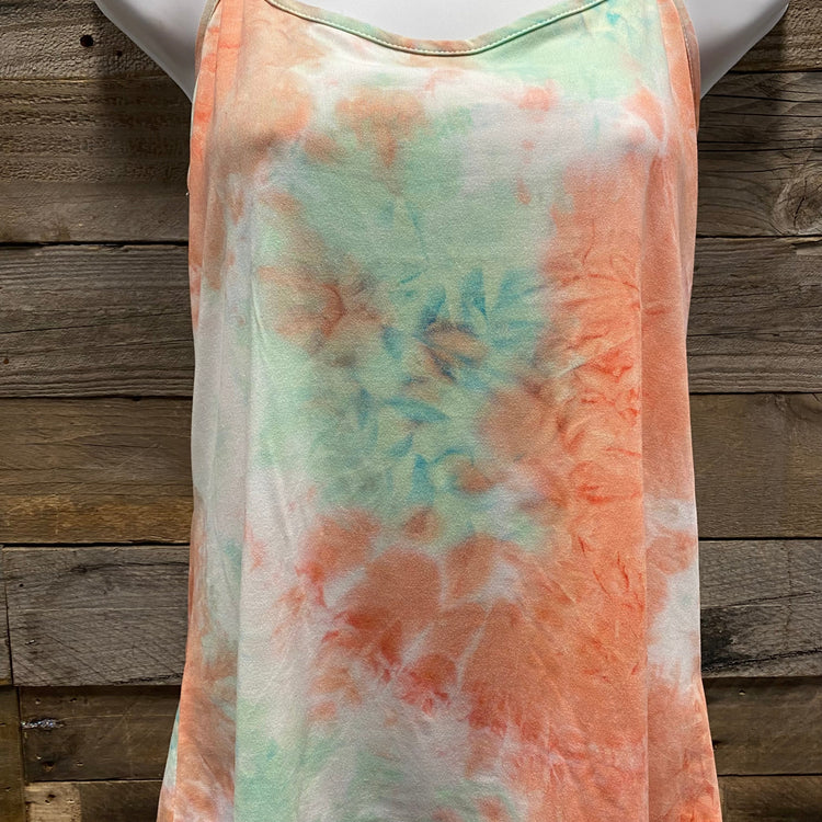 Tie Dye Mint/Peach Tank Top SALE AU12 Left