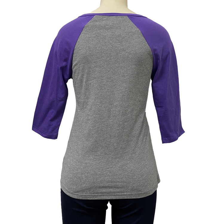 Lucky Horseshoe Ladies Purple/Grey AWW 3/4 Sleeve Graphic Shirt AU8 Left SALE