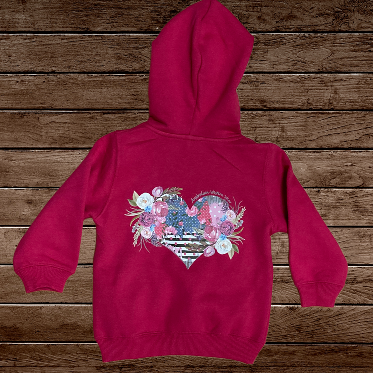 Pink Patchwork Heart Girls Australian Western Wear Fleece Hoodie AU6 left