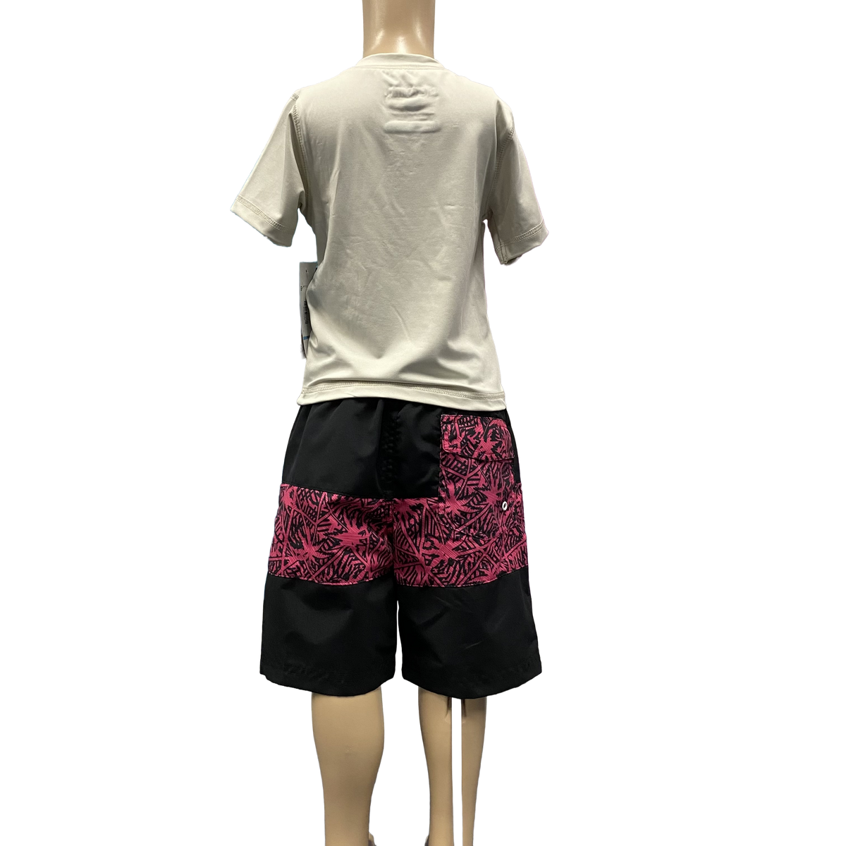 Grey/Black/Pink Rash Shirt & Board Short Set Sz4-14 SALE