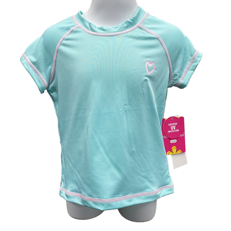 Toddler Girls Turquoise Short Sleeve Rash Swim Shirts - sizes 2-6x left ON SALE