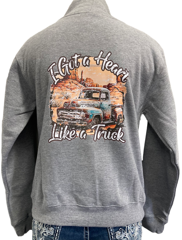 Heart Like A Truck Ladies Grey AWW Hoodie AU8 Left SALE
