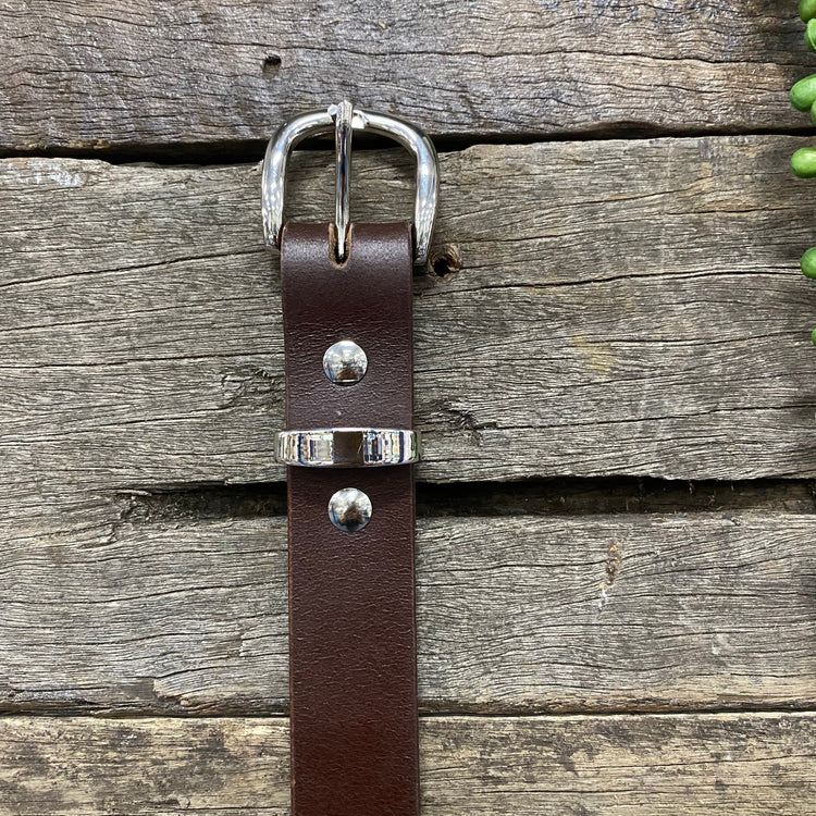 1 Inch Dark Brown Genuine Leather Belt