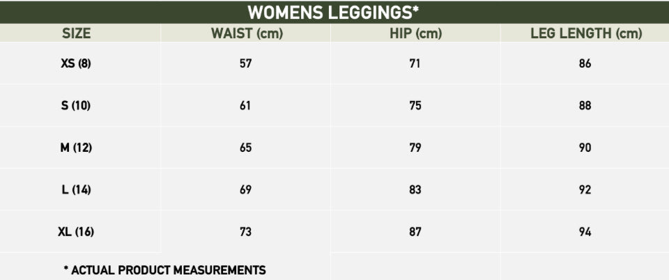 Ridgeline Ladies Sage Infinity Leggings SALE - AU16 Left