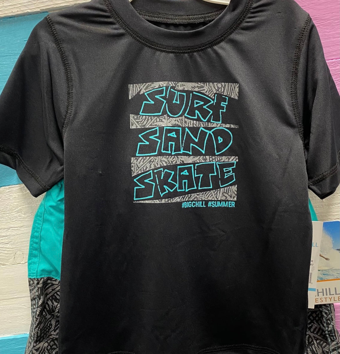 Black/Teal Rash Shirt & Board Short Set Sz4-14 SALE