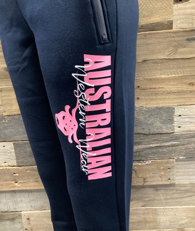 Hot Pink/Navy AWW Ladies Fleece Track Pants SALE AU16 left