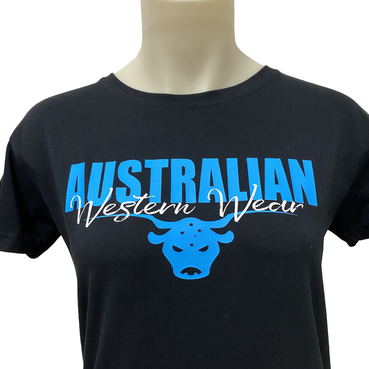 Black/Blue Ladies AWW Logo Short Sleeve Shirt AU8-14 Left SALE