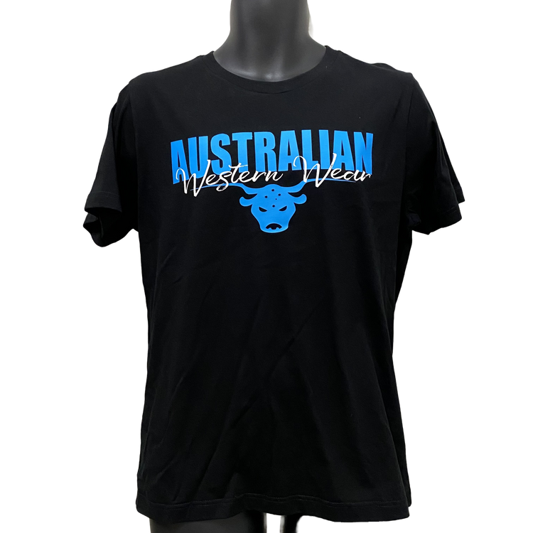 Black/Blue Men's AWW Logo Short Sleeve Shirt SzXS & 3XL Left SALE