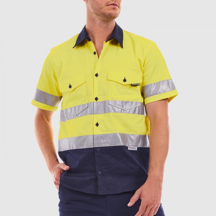 Tradie Mens Hi Vis Short Sleeve Shirt Sz Small & Medium Left CLEARANCE SALE