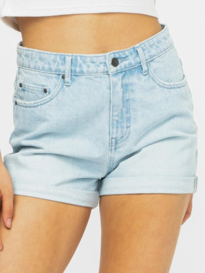 Rusty Light Wash Rolled Mid Denim Shorts AU12 & AU14 Left SALE