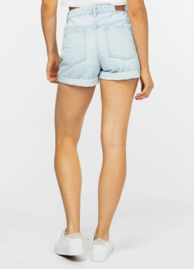 Rusty Light Wash Rolled Mid Denim Shorts AU12 & AU14 Left SALE